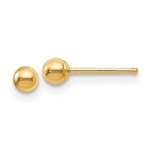 3mm (1/8 Inch) 14k Yellow Gold Polished Ball Friction Back Studs